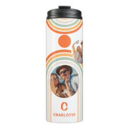 Monogram naam Boho Arch Multi Photo Trendy Girly Thermosbeker