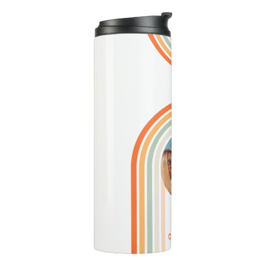 Monogram naam Boho Arch Multi Photo Trendy Girly Thermosbeker (Gedraaid links)