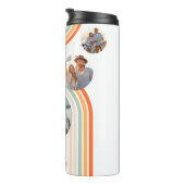 Monogram naam Boho Arch Multi Photo Trendy Girly Thermosbeker (Geroteerd rechts)