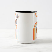 Monogram naam Boho Arch Multi Photo Trendy Girly Tweekleurige Koffiemok (Center)