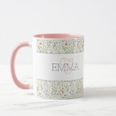 Monogram Naam Boho Lavendel Wilde Bloem Patroon Mok (Links)