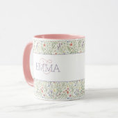 Monogram Naam Boho Lavendel Wilde Bloem Patroon Mok (Voorkant links)