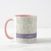 Monogram Naam Boho Lavendel Wilde Bloem Patroon Mok (Links)