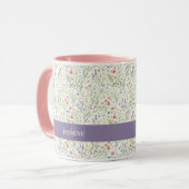Monogram Naam Boho Lavendel Wilde Bloem Patroon Mok (Voorkant links)