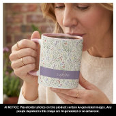 Monogram Naam Boho Lavendel Wilde Bloem Patroon Mok