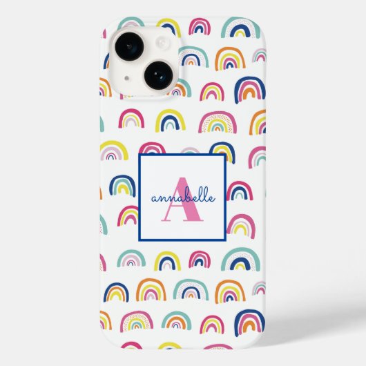 Monogram Naam Boho Rainbow Case-Mate iPhone Case (Achterkant)