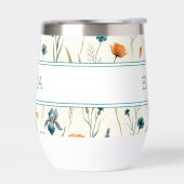 Monogram Naam Boho Wildflower Patroon Oranje Teal (Links)