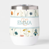 Monogram Naam Boho Wildflower Patroon Oranje Teal (Voorkant)