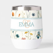 Monogram Naam Boho Wildflower Patroon Oranje Teal (Achterkant)