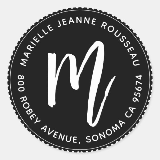 Monogram Naam Borstel Manuscript het Etiket van he (Voorkant)