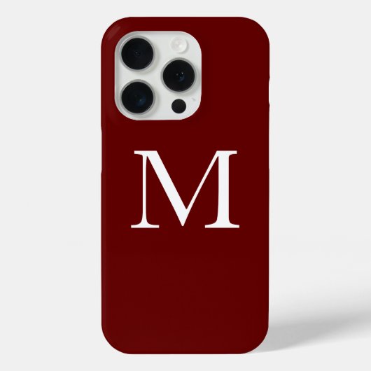 Monogram Naam Bourgogne Rood Maroon Wit Elegant Case-Mate iPhone Case (Achterkant)