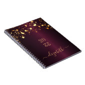 Monogram naam Bourgognige gouden sterren Notitieboek (Rechterzijde)