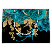 Monogram Naam Bridal Favor Wedding Blauwgroen Roze Groot Cadeauzakje (Voorkant)