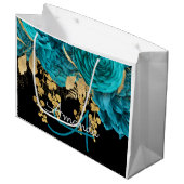 Monogram Naam Bridal Favor Wedding Blauwgroen Roze Groot Cadeauzakje (Voorkant Gekanteld)