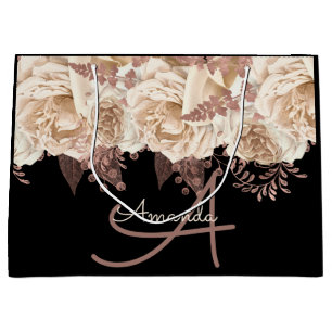 Monogram Naam Bridal Favor Wedding Rozen Florals Groot Cadeauzakje