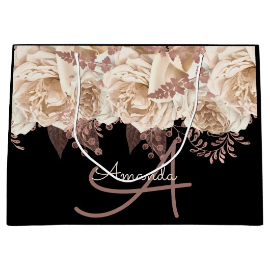 Monogram Naam Bridal Favor Wedding Rozen Groot Cadeauzakje (Voorkant)