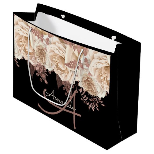Monogram Naam Bridal Favor Wedding Rozen Groot Cadeauzakje (Voorkant Gekanteld)