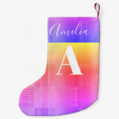 Monogram naam Bright Faded toetsenbord Kleine Kerstsok (Achterkant)