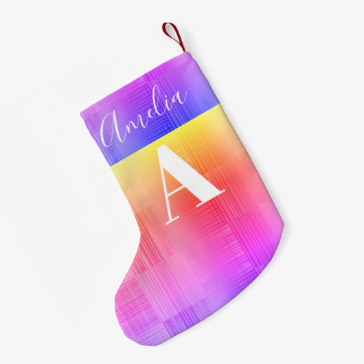 Monogram naam Bright Faded toetsenbord Kleine Kerstsok (Achterkant (Hangend))