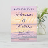 Monogram Naam California Strand Zonsondergang Golf Save The Date (Staand voorkant)