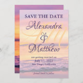 Monogram Naam California Strand Zonsondergang Golf Save The Date (Voorkant / Achterkant)