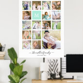 Monogram Naam Calligrafie White 16 Foto Collage Poster (Thuiskantoor)