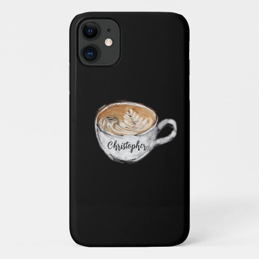 Monogram naam Cappuccino Black Case-Mate iPhone Case (Achterkant)