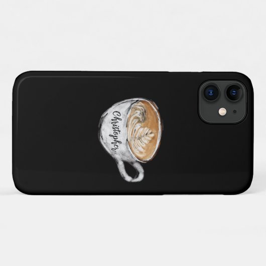 Monogram naam Cappuccino Black Case-Mate iPhone Case (Achterkant (horizontaal))