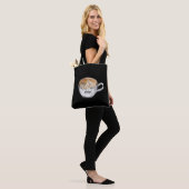 Monogram naam Cappuccino Black Tote Bag (Op model)