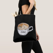 Monogram naam Cappuccino Black Tote Bag (Dichtbij)