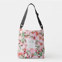 Monogram naam Cherry Blossom Waterverf Floral
