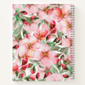 Monogram naam Cherry Blossom Waterverf Floral Notitieboek (Achterkant)