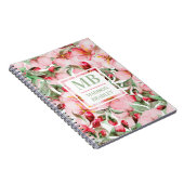 Monogram naam Cherry Blossom Waterverf Floral Notitieboek (Rechterzijde)