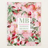 Monogram naam Cherry Blossom Waterverf Floral Planner (Voorkant)