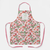 Monogram naam Cherry Blossom Waterverf Floral Schort (Voorkant)