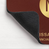 Monogram Naam Chic Classy Faux Rood Leer & Goud Muismat (Hoek)