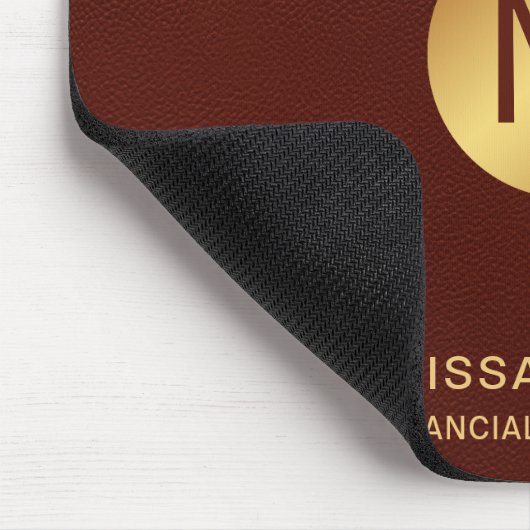 Monogram Naam Chic Classy Faux Rood Leer & Goud Muismat (Hoek)