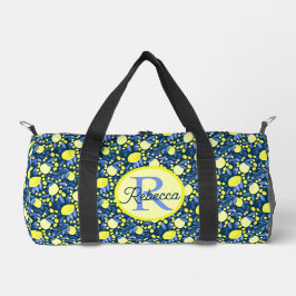 Monogram Naam Chic Mediterraan Citroen Blauwe Blad Plunjezak