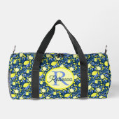 Monogram Naam Chic Mediterraan Citroen Blauwe Blad Plunjezak (Achterkant)
