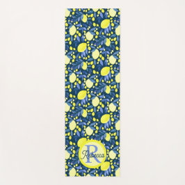 Monogram Naam Chic Mediterraan Citroen Blauwe Blad Yogamat