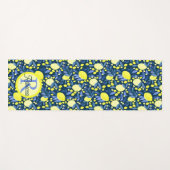 Monogram Naam Chic Mediterraan Citroen Blauwe Blad Yogamat (Voorkant (horizontaal))