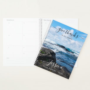 Monogram Naam Christelijke Citaat Strand Foto Dage Planner