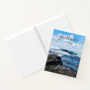 Monogram naam christelijke citaat strand foto geli notitieboek