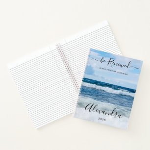 Monogram naam christelijke citaat strand foto geli notitieboek