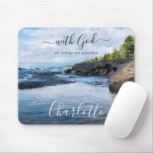 Monogram naam christelijke quote strand foto muismat