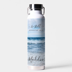 Monogram naam christelijke quote strand foto waterfles