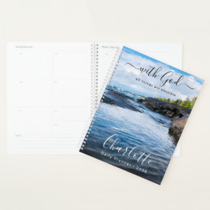 Monogram Naam Christelijke Spreuk Strand Foto Dage Planner