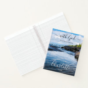 Monogram Naam Christelijke Spreuk Strand Foto Geli Notitieboek
