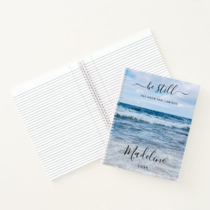 Monogram Naam Christelijke Spreuk Strand Foto Geli Notitieboek