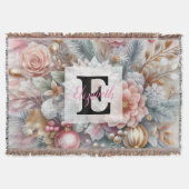 Monogram naam Christmas floral pastel waterverf Deken (Voorkant)